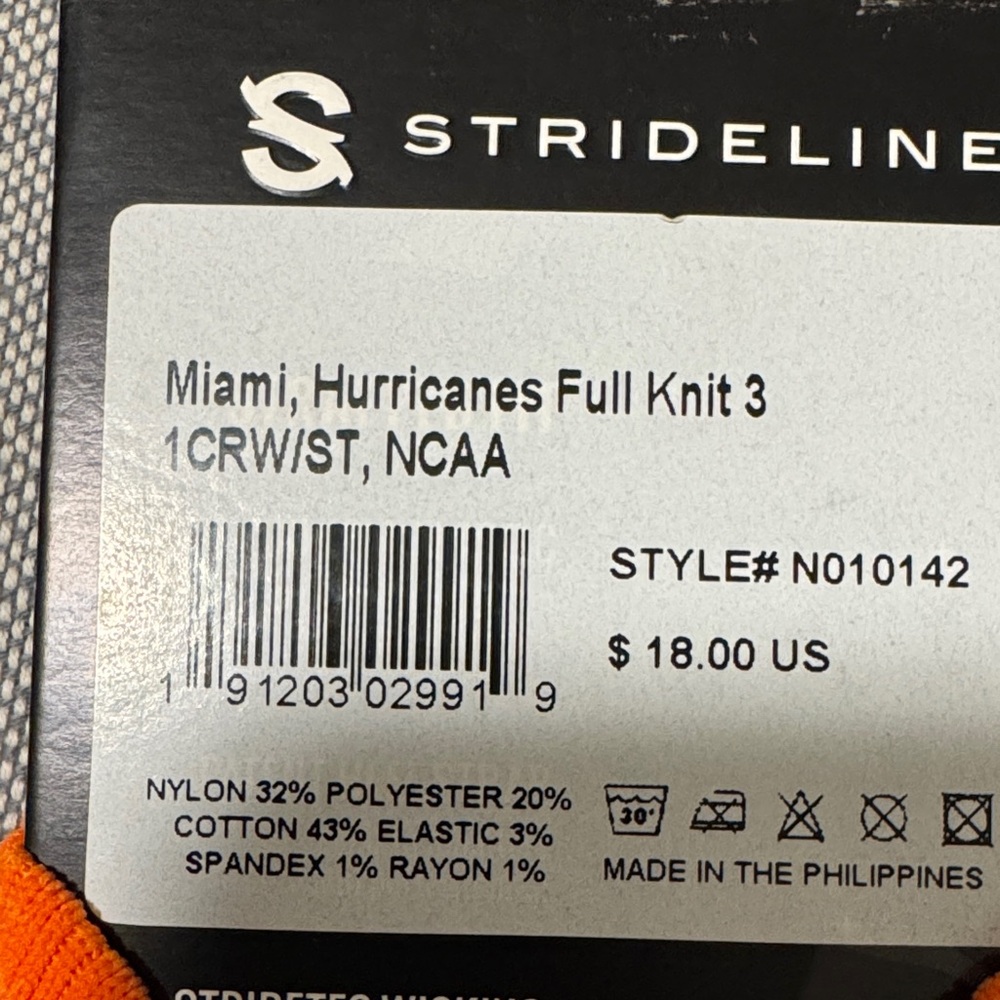 University of Miami Orange and Green Men's Socks - Picture 3 of 5